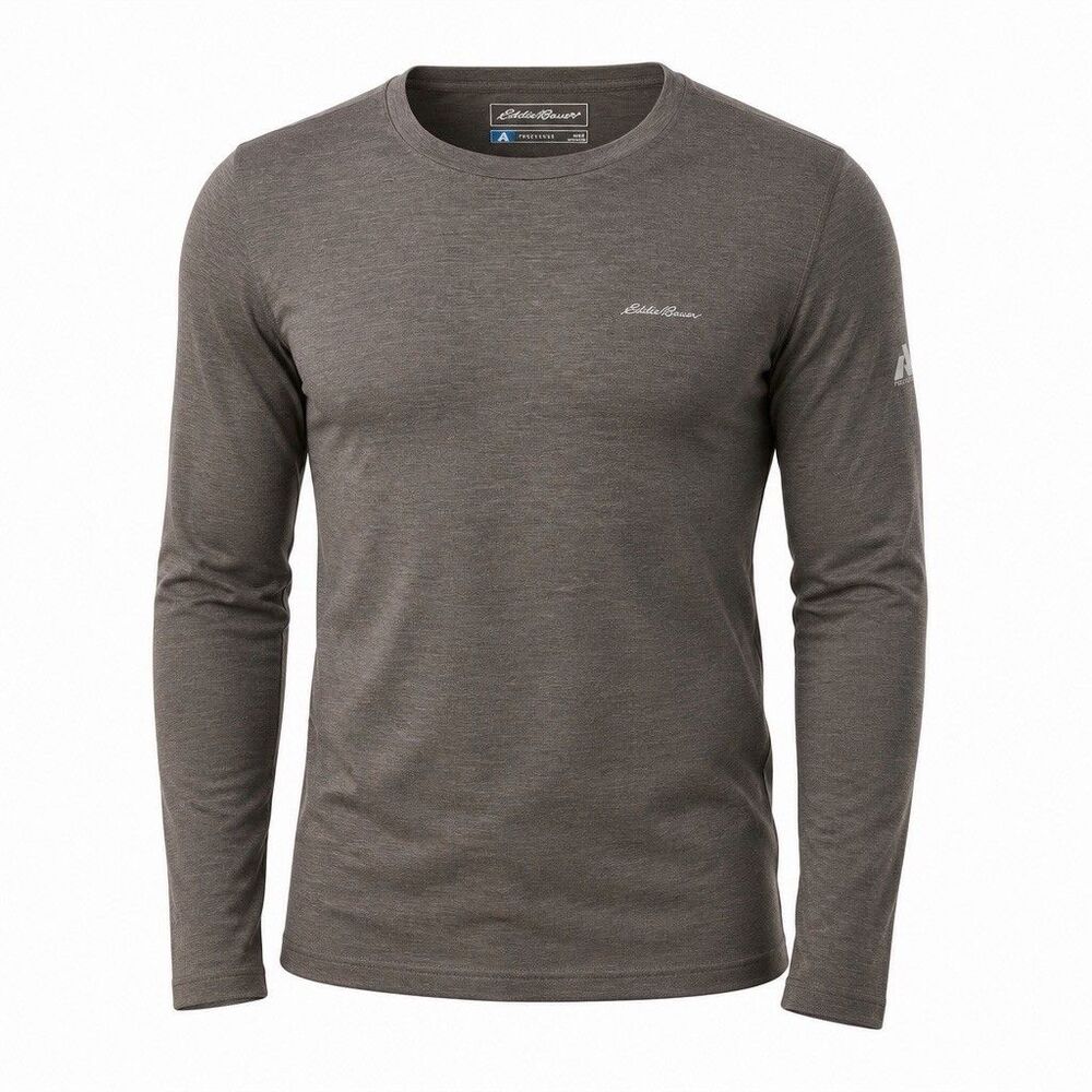 Eddie Bauer Shirt Mens Large Gray First Ascent Merino Wool Base Layer Hiking